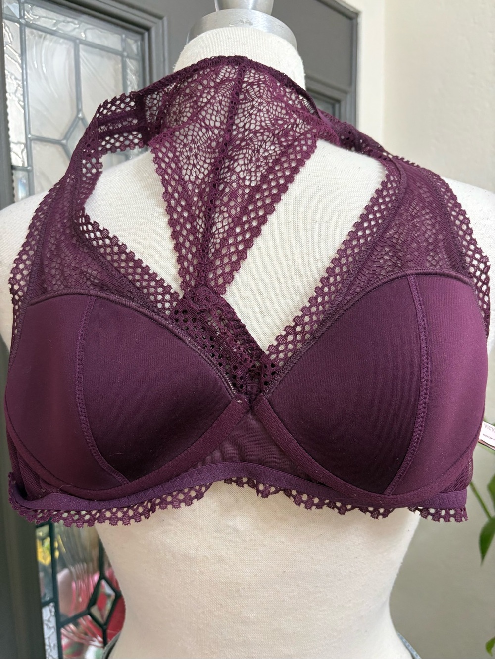 Victoria's Secret Plum Lightly Lined Lace Racerback Bralette | Size M - Picture 5 of 9